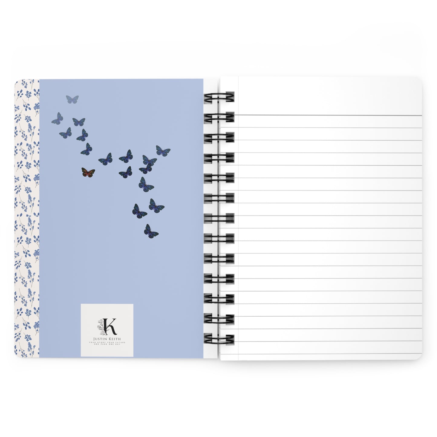 Brown & Blue Floral Spiral Bound Notebook