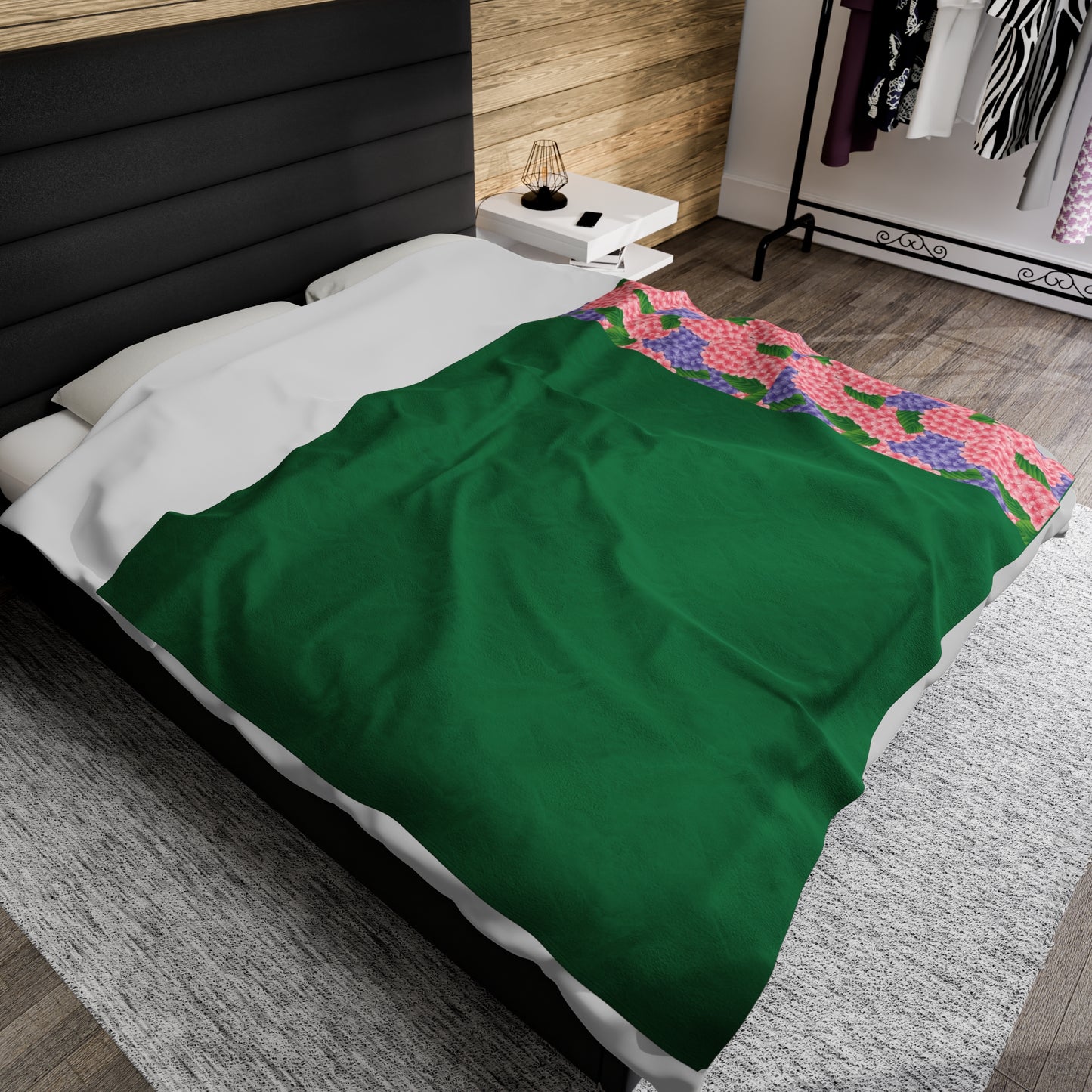 Hydrangeas Velveteen Plush Blanket