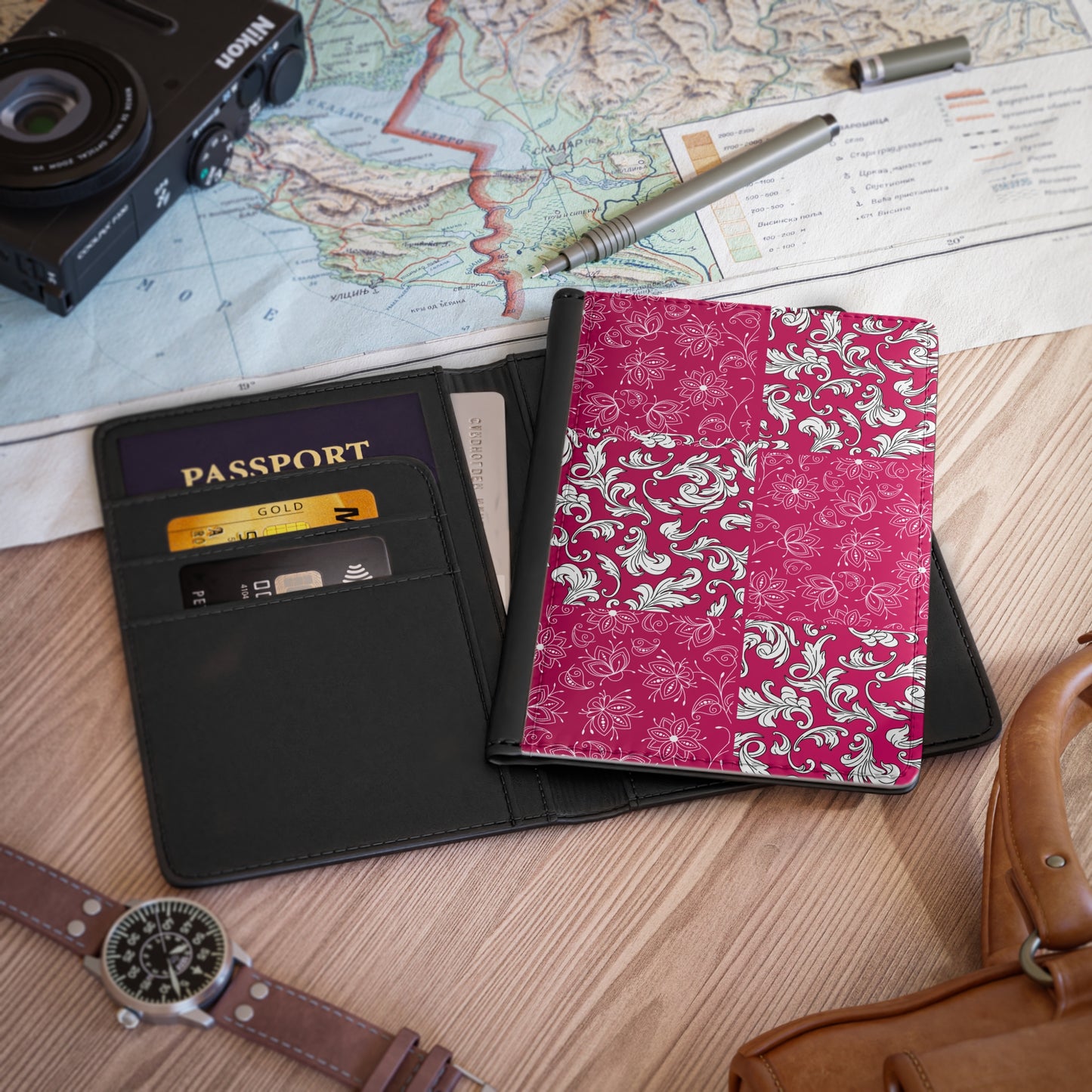 Fuschia Patchwork Passport Cover