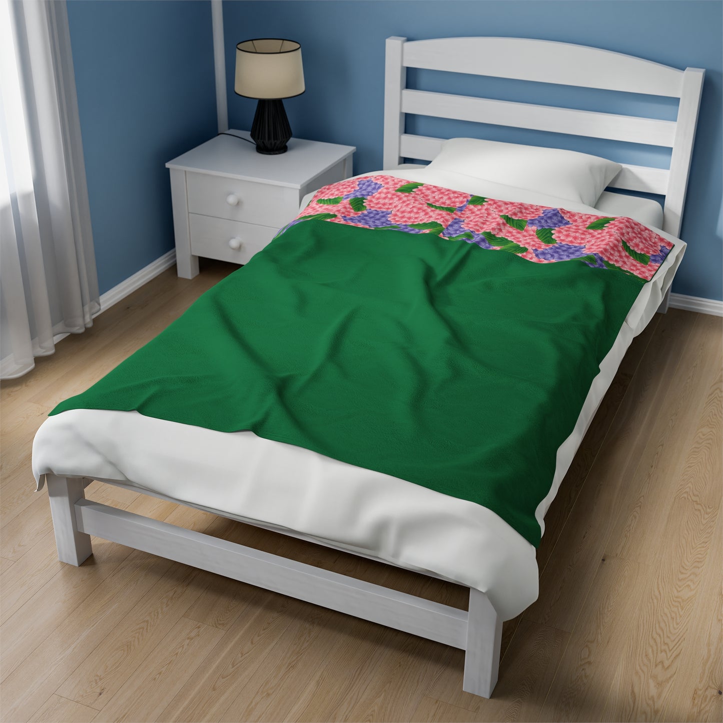 Hydrangeas Velveteen Plush Blanket