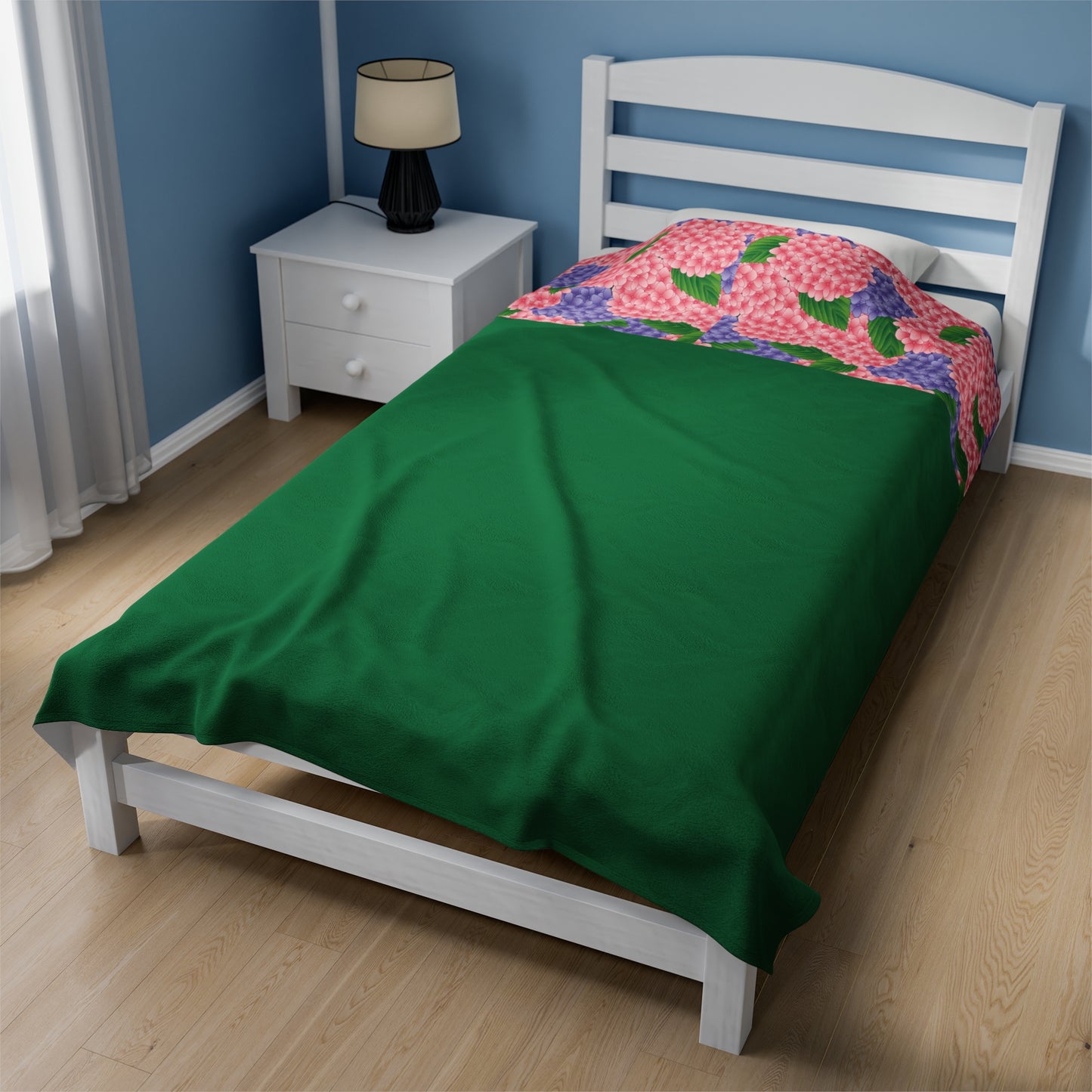 Hydrangeas Velveteen Plush Blanket