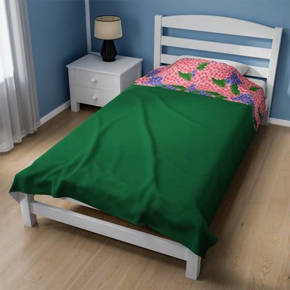 Hydrangeas Velveteen Plush Blanket