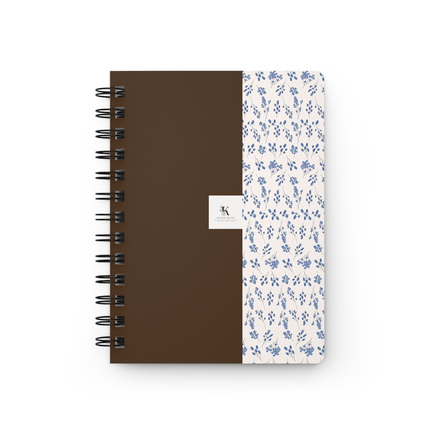 Brown & Blue Floral Spiral Bound Notebook