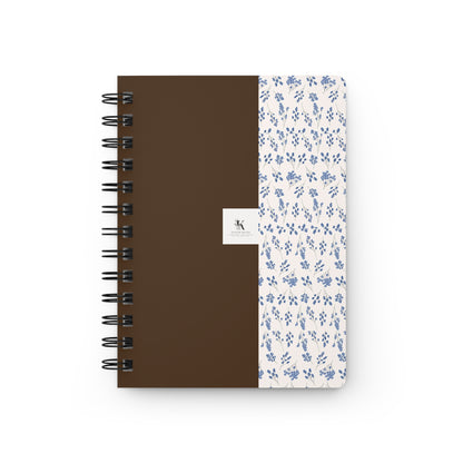 Brown & Blue Floral Spiral Bound Notebook