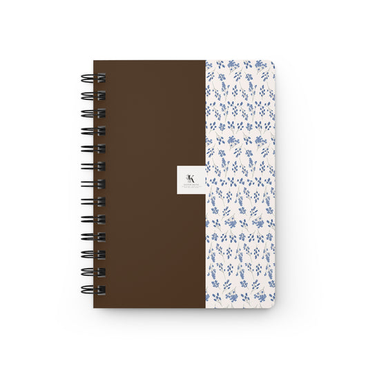 Brown & Blue Floral Spiral Bound Notebook