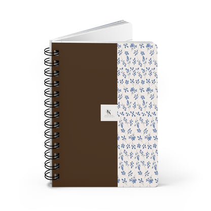 Brown & Blue Floral Spiral Bound Notebook