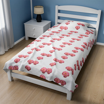 Blooming Pink Velveteen Plush Blanket