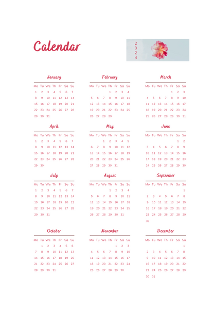Blue & Pink Rose Blooming Weekly Planner